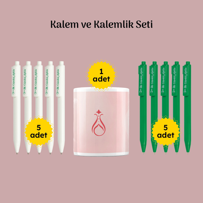 Kalemlik ve Kalem Seti 10 lu İlk Günkü Aşkla Serhendi Logolu M1 - 1