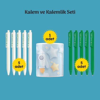 Kalemlik ve Kalem Seti 10 lu İlk Günkü Aşkla Serhendi Logolu M3 