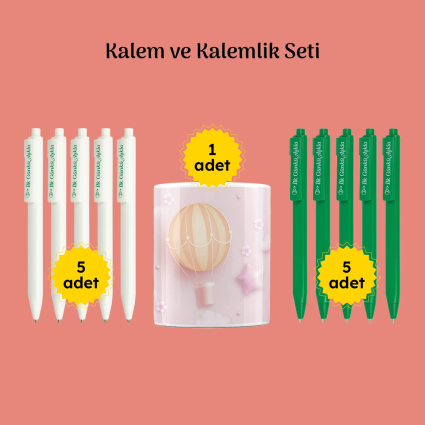 Kalemlik ve Kalem Seti 10 lu İlk Günkü Aşkla Serhendi Logolu M4 