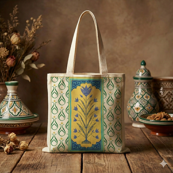 Kanvas Bez Çanta Baskılı Serhendi Logolu Orta Çini Mozaik Desenli 39x43 MZ1 - 1