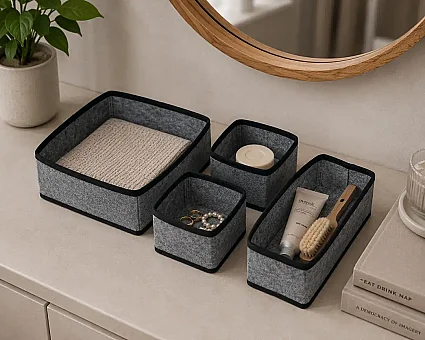 Keçe Çekmece Düzenleyici 4'lü Set Gri