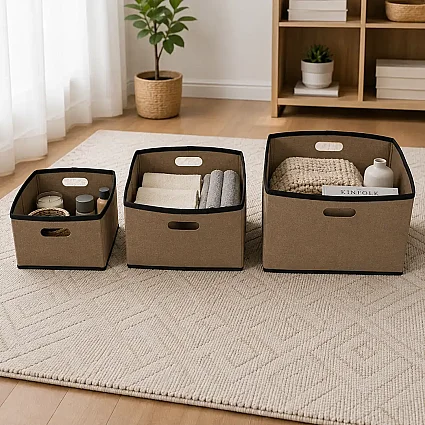Keçe Çok Amaçlı Raf Düzenleyici 3'lü Set Mini Midi Maxi Bej