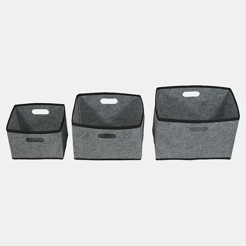 Keçe Çok Amaçlı Raf Düzenleyici 3'lü Set Mini Midi Maxi Gri - 3