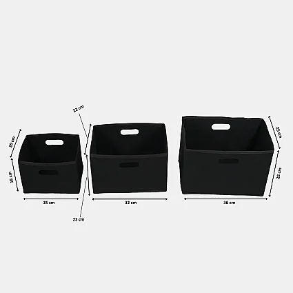 Keçe Çok Amaçlı Raf Düzenleyici 3'lü Set Mini Midi Maxi Siyah (1)