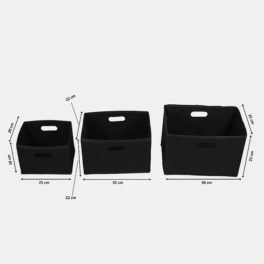 Keçe Çok Amaçlı Raf Düzenleyici 3'lü Set Mini Midi Maxi Siyah - 2