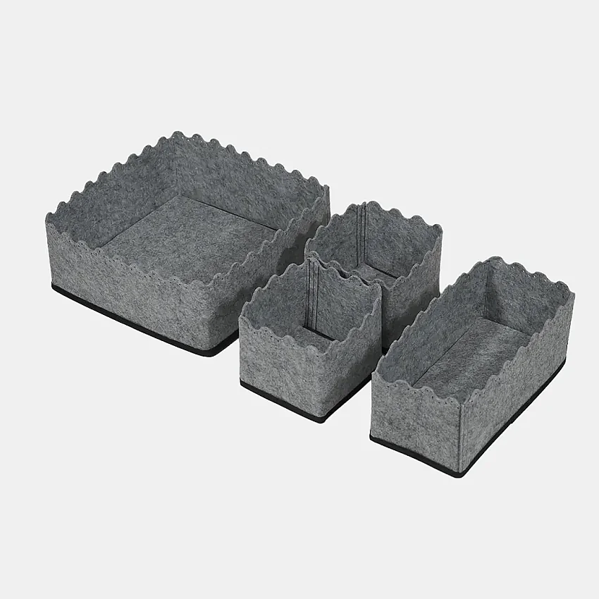 Keçe Retro Çekmece Düzenleyici 4'lü Set Gri - 3