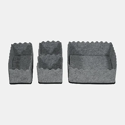 Keçe Retro Çekmece Düzenleyici 4'lü Set Gri - 4