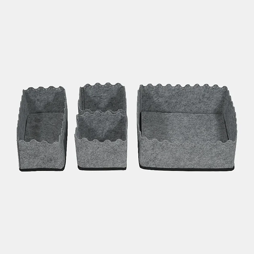 Keçe Retro Çekmece Düzenleyici 4'lü Set Gri - 4