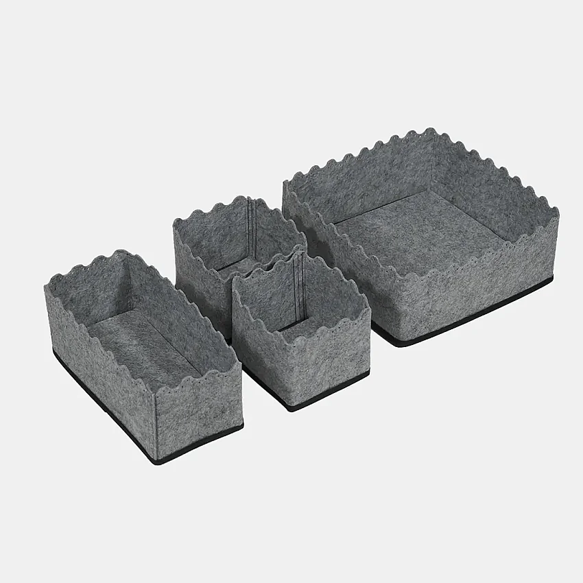 Keçe Retro Çekmece Düzenleyici 4'lü Set Gri - 5