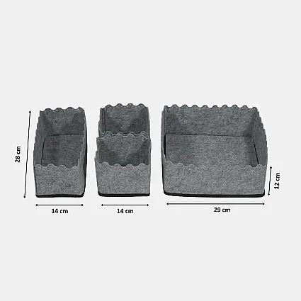 Keçe Retro Çekmece Düzenleyici 4'lü Set Gri (1)