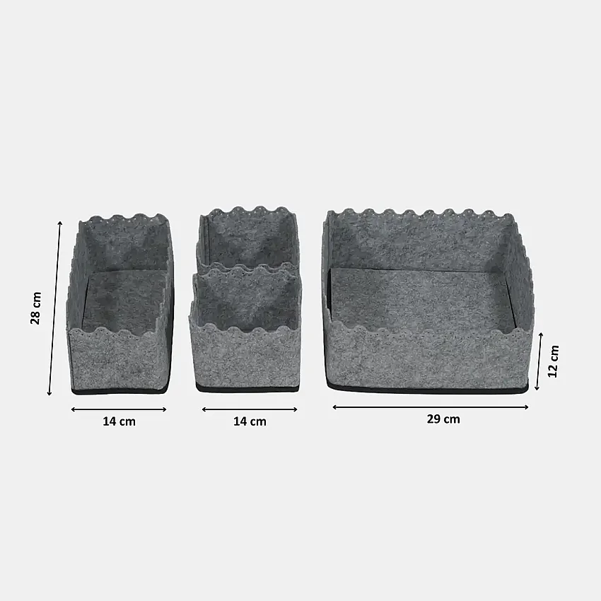Keçe Retro Çekmece Düzenleyici 4'lü Set Gri - 2