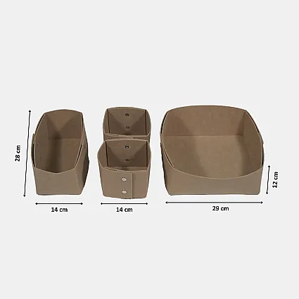 Keçe Zımbalı Çekmece Düzenleyici 4'lü Set Bej - 3