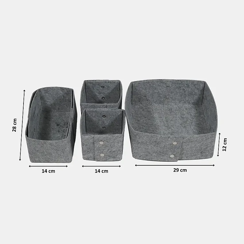 Keçe Zımbalı Çekmece Düzenleyici 4'lü Set Gri - 3