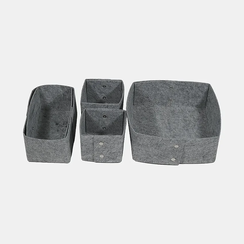 Keçe Zımbalı Çekmece Düzenleyici 4'lü Set Gri - 4