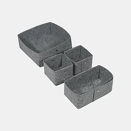 Keçe Zımbalı Çekmece Düzenleyici 4'lü Set Gri - 5