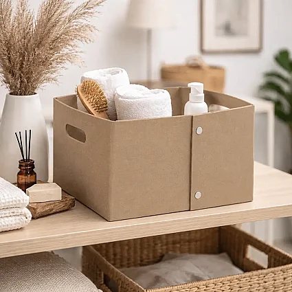 Keçe Zımbalı Raf Düzenleyici 36x25x20 Bej