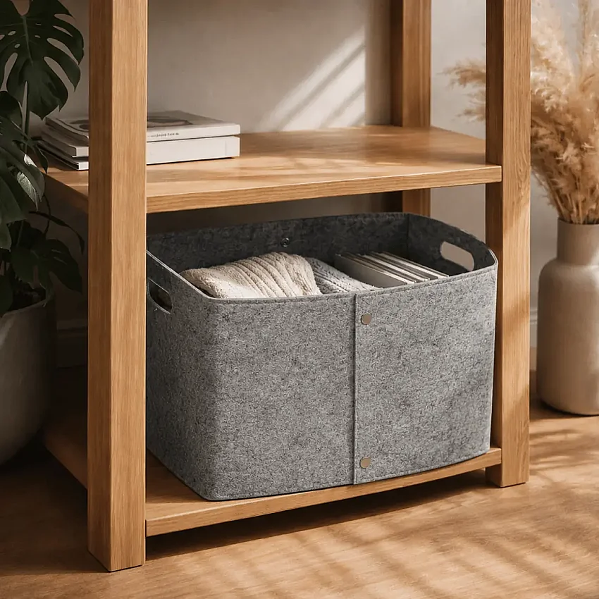 Keçe Zımbalı Raf Düzenleyici 36x25x20 Gri - 1