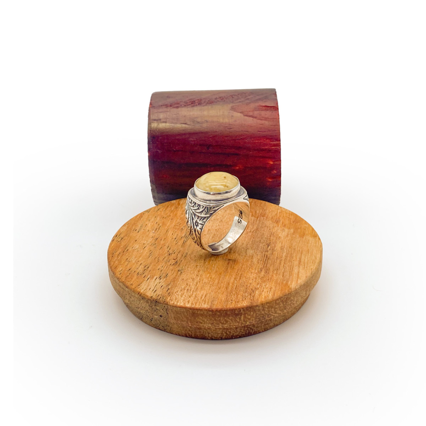 Kehribar Erkek Gümüş Yüzük M4 - 5