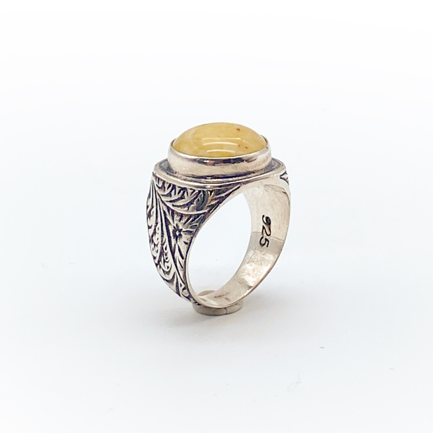 Kehribar Erkek Gümüş Yüzük M4 - 3