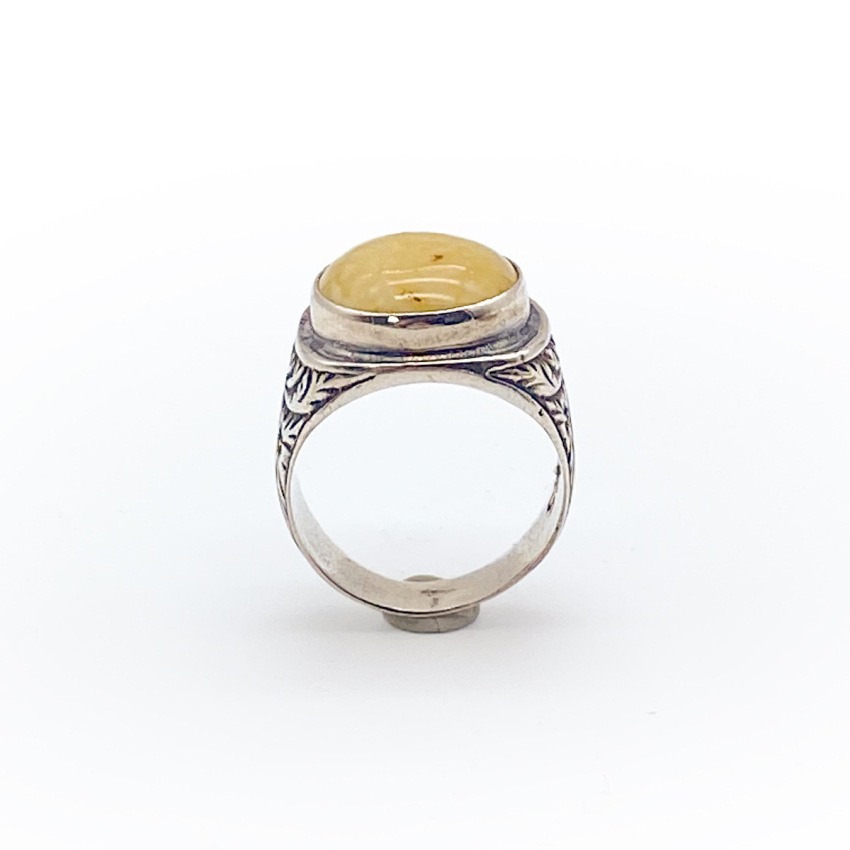 Kehribar Erkek Gümüş Yüzük M4 - 1