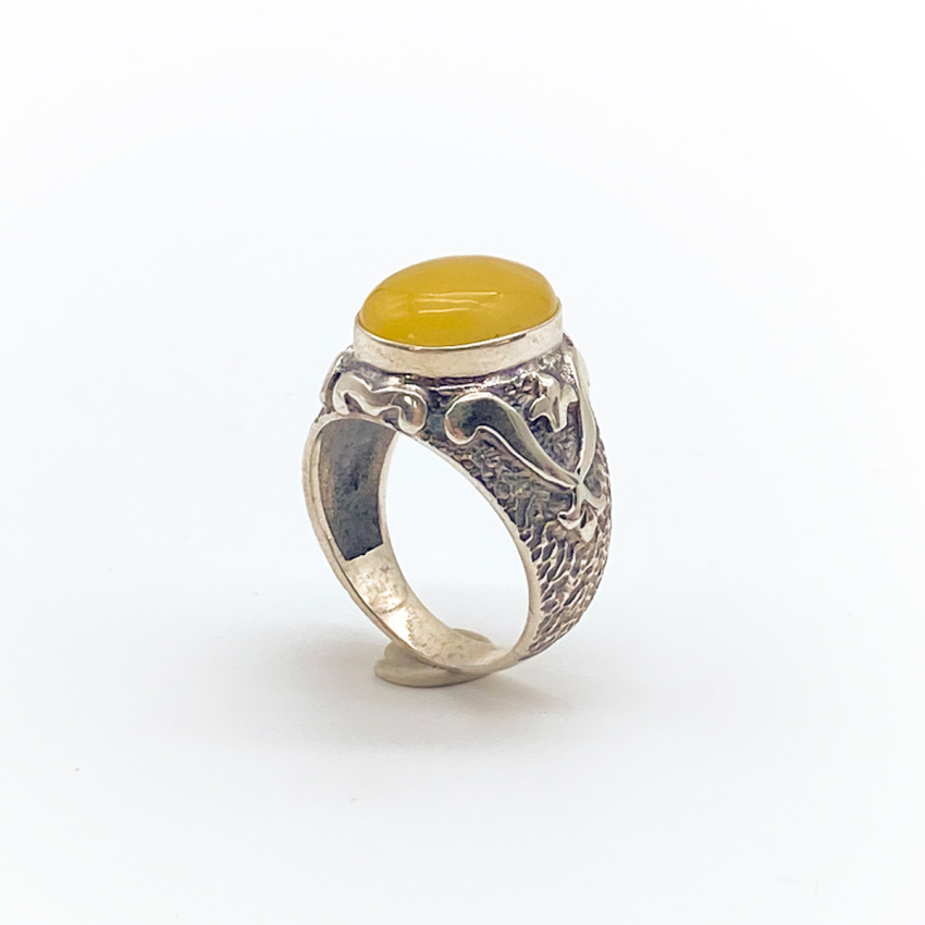 Kehribar Erkek Gümüş Yüzük M5 - 3