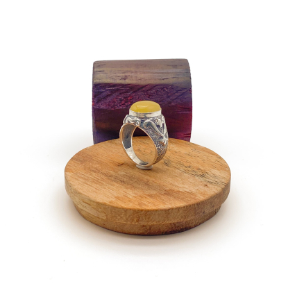 Kehribar Erkek Gümüş Yüzük M5 - 6