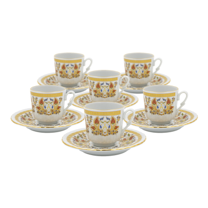 6 Kişilik 12 Parça Porselen Kahve Fincan Takımı - Kadife Kutulu Lale 12 M1 - 2