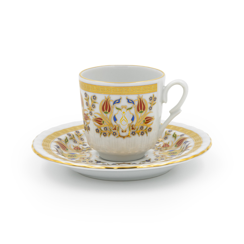 6 Kişilik 12 Parça Porselen Kahve Fincan Takımı - Lale 12 M1 - 2