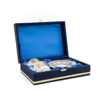 2 Kişilik 4 Parça Porselen Kahve Fincan Takımı - Kadife Kutulu Lale 4 M1 - 2