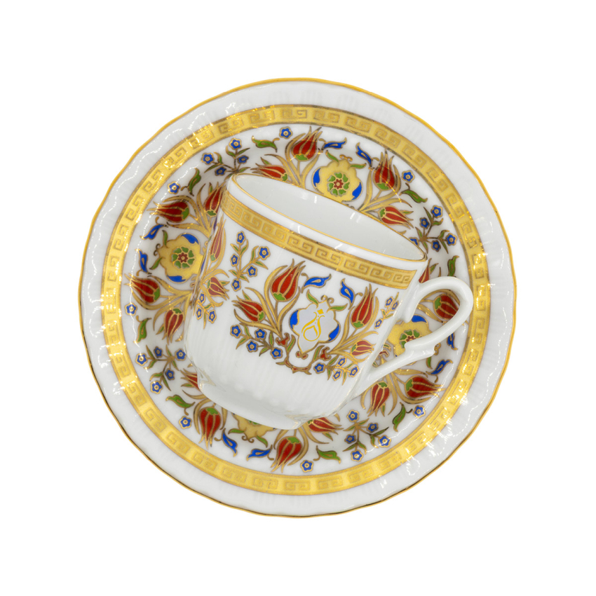 2 Kişilik 4 Parça Porselen Kahve Fincan Takımı - Kadife Kutulu Lale 4 M1 - 5