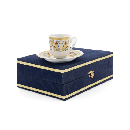 2 Kişilik 4 Parça Porselen Kahve Fincan Takımı - Kadife Kutulu Lale 4 M1 - 1