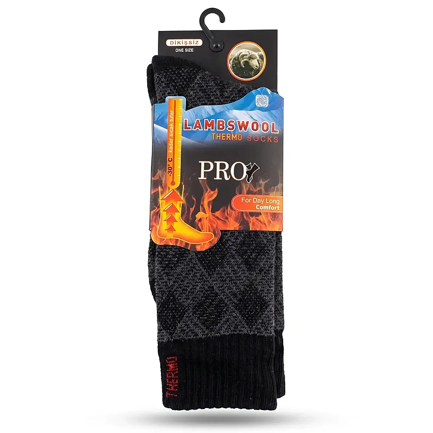 Lambswool Thermo Dikişsiz Havlu Çorap 13905 Siyah - 1