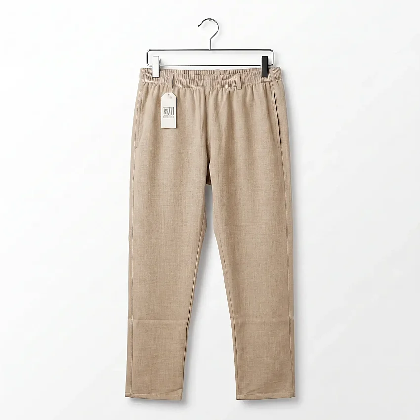 Likralı Yazlık Şalvar Pantolon Krem SFFN - 1