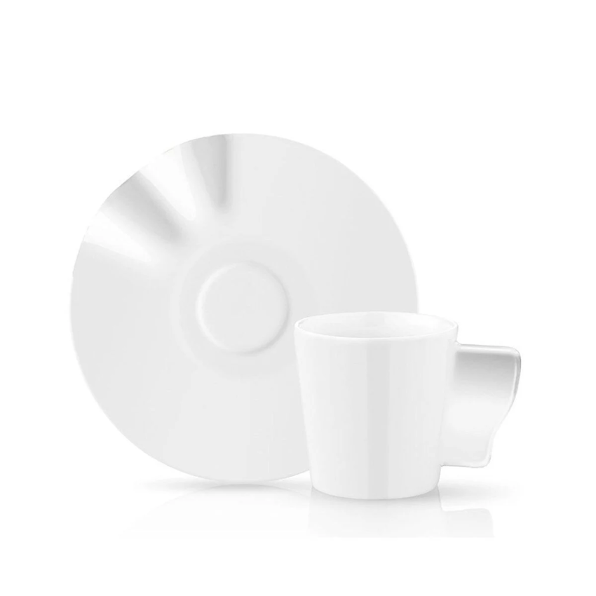 Lüks Kalite Beyaz Porselen 6 Kişilik 12 Parça Kahve Fincan Takımı, Kaffa Özel Koleksiyon Sade - 4