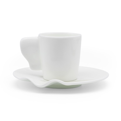 Lüks Kalite Beyaz Porselen 6 Kişilik 12 Parça Kahve Fincan Takımı, Kaffa Özel Koleksiyon Sade - Logosuz Ürünler