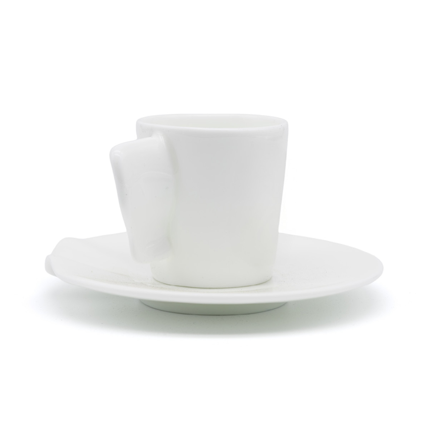 Lüks Kalite Beyaz Porselen 6 Kişilik 12 Parça Kahve Fincan Takımı, Kaffa Özel Koleksiyon Sade - 3