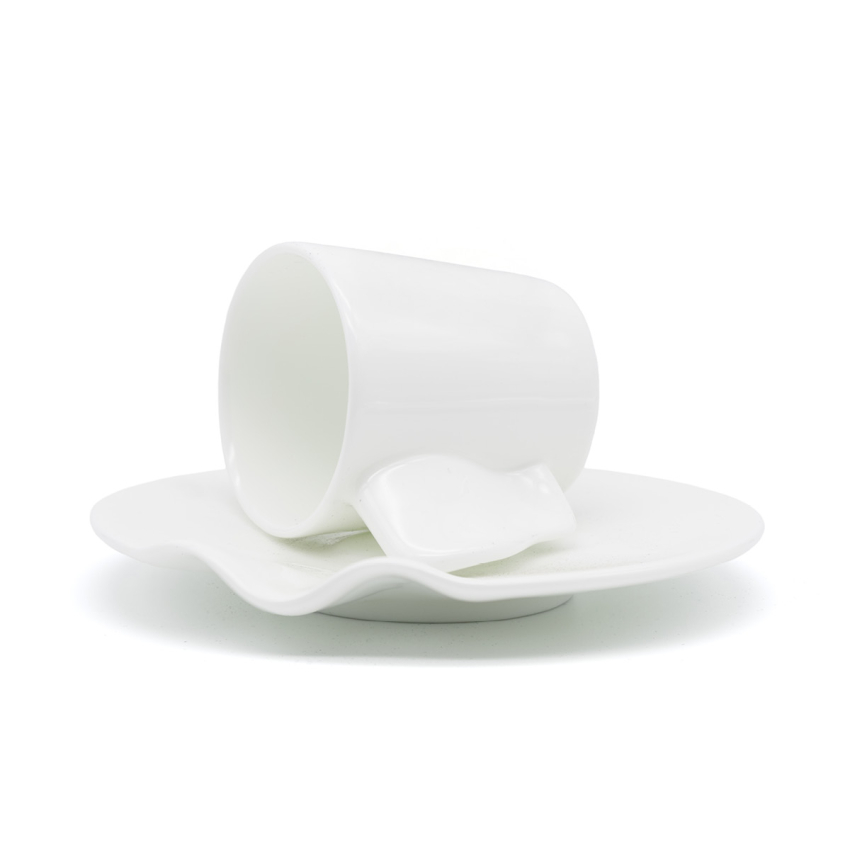 Lüks Kalite Beyaz Porselen 6 Kişilik 12 Parça Kahve Fincan Takımı, Kaffa Özel Koleksiyon Sade - 2