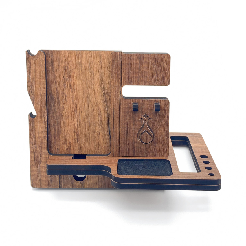 Masaüstü Organizer - Ahşap Masaüstü Düzenleyici & Telefon Standlı Kalemlik, Saat Standı, Cüzdan Bölmeli - Serhendi Logolu - Dikey Model Nida M6 - 5