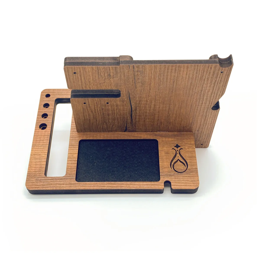 Masaüstü Organizer - Ahşap Masaüstü Düzenleyici & Telefon Standlı Kalemlik, Saat Standı, Cüzdan Bölmeli - Serhendi Logolu - Dikey Model Nida M6 - 5