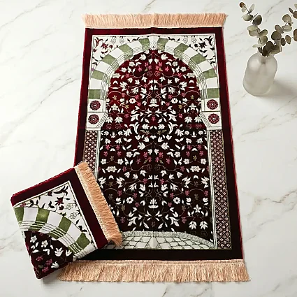 Mescidi Nebevi Ravza Motifli Seccade 70x115 850 Gr Bordo M1