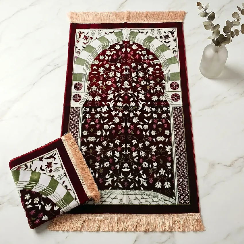 Mescidi Nebevi Ravza Motifli Seccade 70x115 850 Gr Bordo M1 - 1