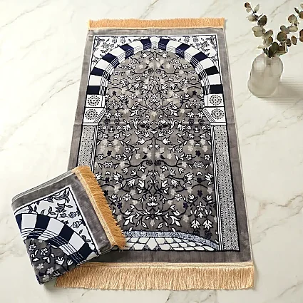 Mescidi Nebevi Ravza Motifli Seccade 70x115 850 Gr Gri M1