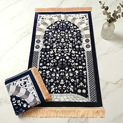Mescidi Nebevi Ravza Motifli Seccade 70x115 850 Gr Lacivert M1