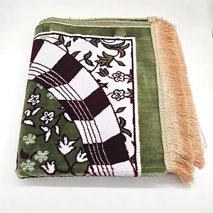 Mescidi Nebevi Ravza Motifli Seccade 70x115 850 Gr Yeşil M1 (1)