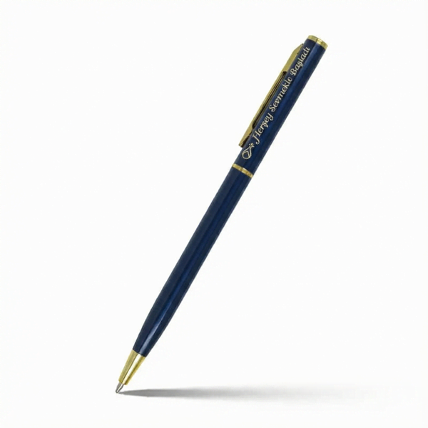 Metal Tükenmez Kalem Lacivert - Herşey Sevmekle Başladı - Serhendi Logolu - Metal Lacivert M2 - 1