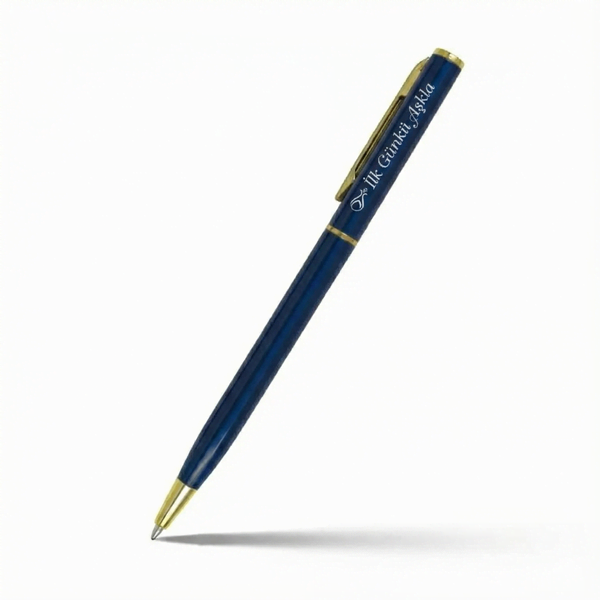 Metal Tükenmez Kalem Lacivert - İlk Günkü Aşkla - Serhendi Logolu - Metal Lacivert M1 - 1