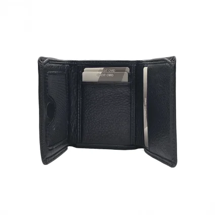 Mıknatıslı Üçe Katlanır Hakiki Deri Cüzdan Siyah M1 3018 - Serhendi Logolu Ürünler (1)