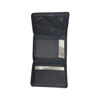Mıknatıslı Üçe Katlanır Hakiki Deri Cüzdan Siyah M1 3018 - 3