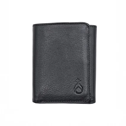 Mıknatıslı Üçe Katlanır Hakiki Deri Cüzdan Siyah M1 3018 