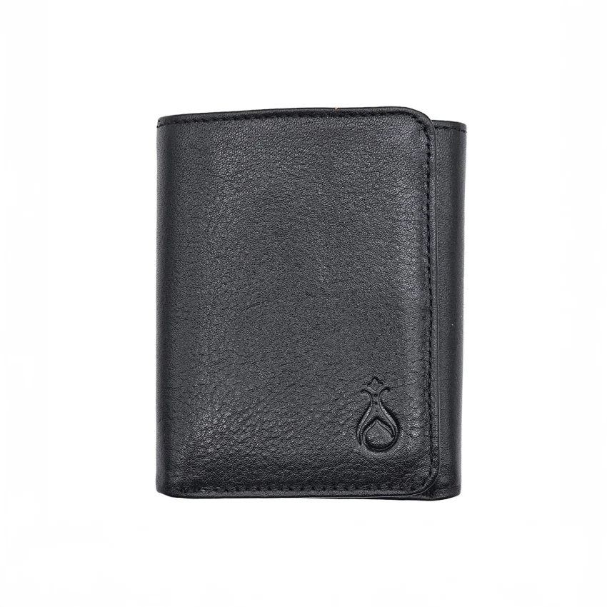 Mıknatıslı Üçe Katlanır Hakiki Deri Cüzdan Siyah M1 3018 - 1